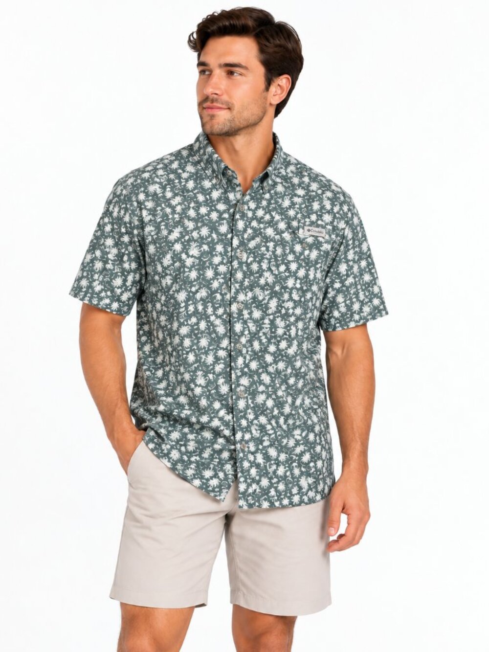 4X / 4TF  Columbia PFG Men’s Tropical Fish Palm Tree Vented Fishing Shirt
